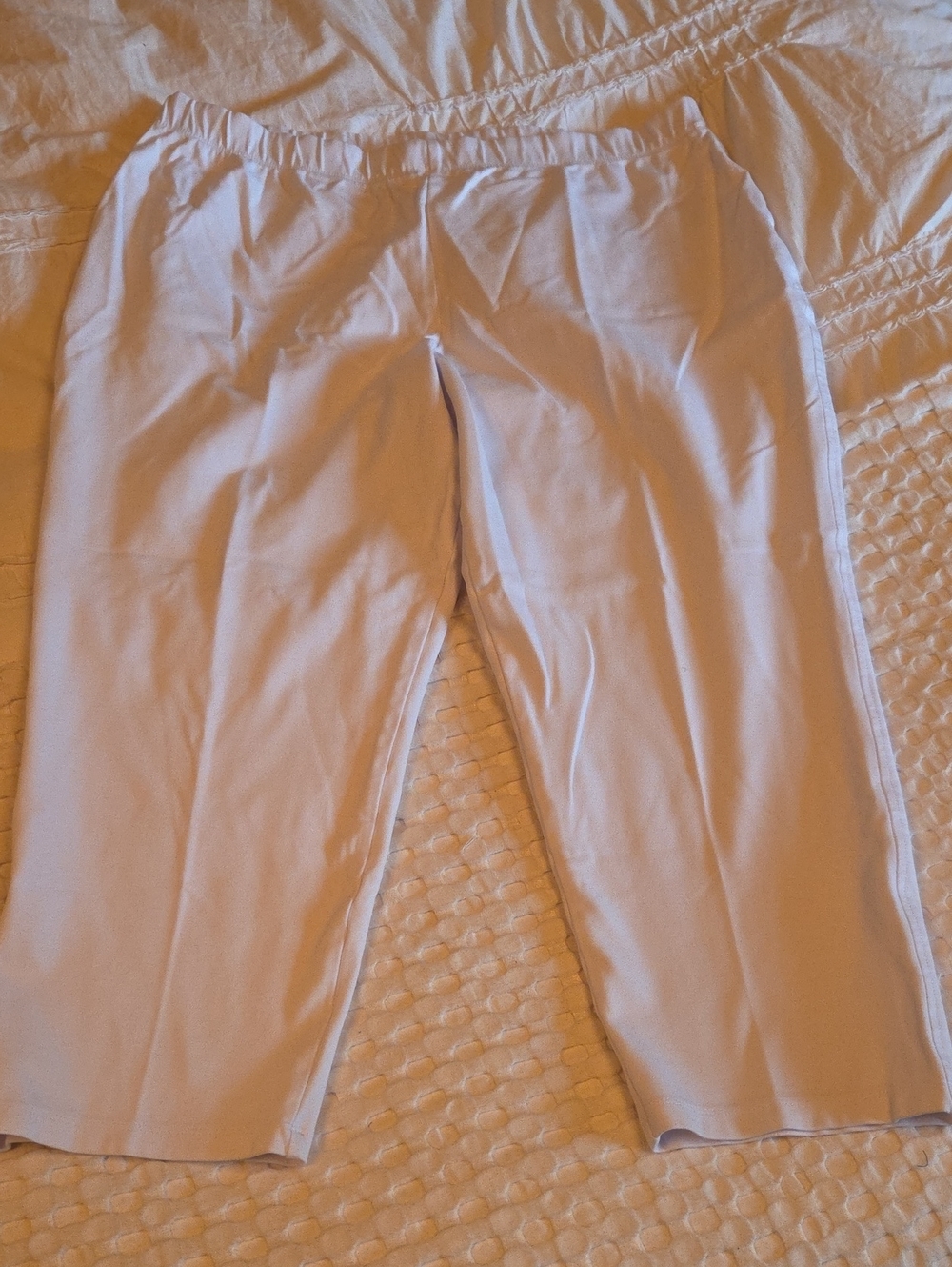 White Elastic-Waist Capri Pants Xxl